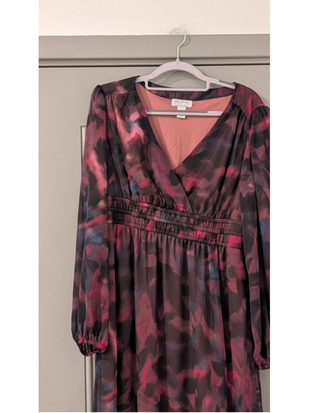 Women's Sofia Jeans Midi Dress Size S Black Pink Floral - Picture 2 of 7